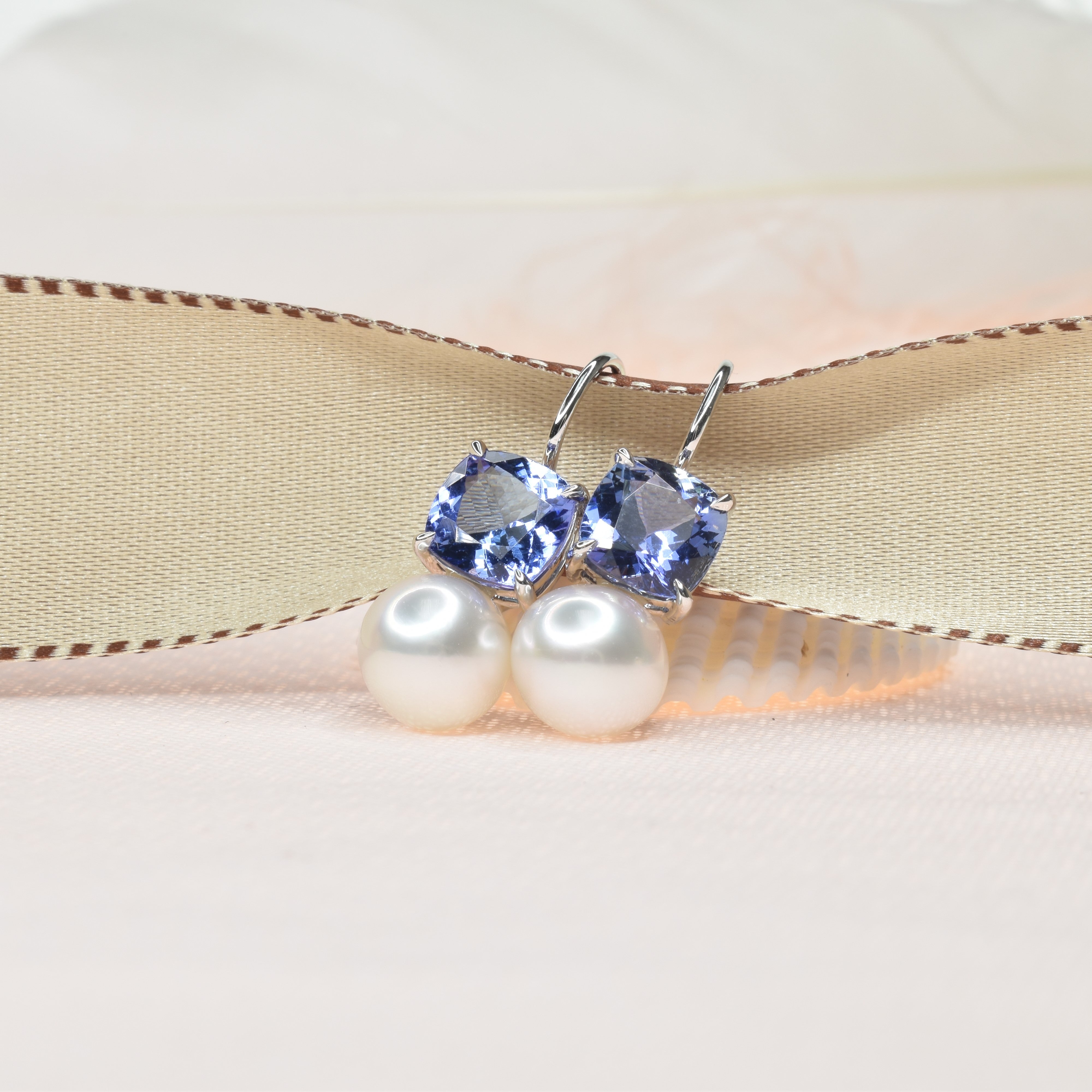 Tanzanite pearl earrings