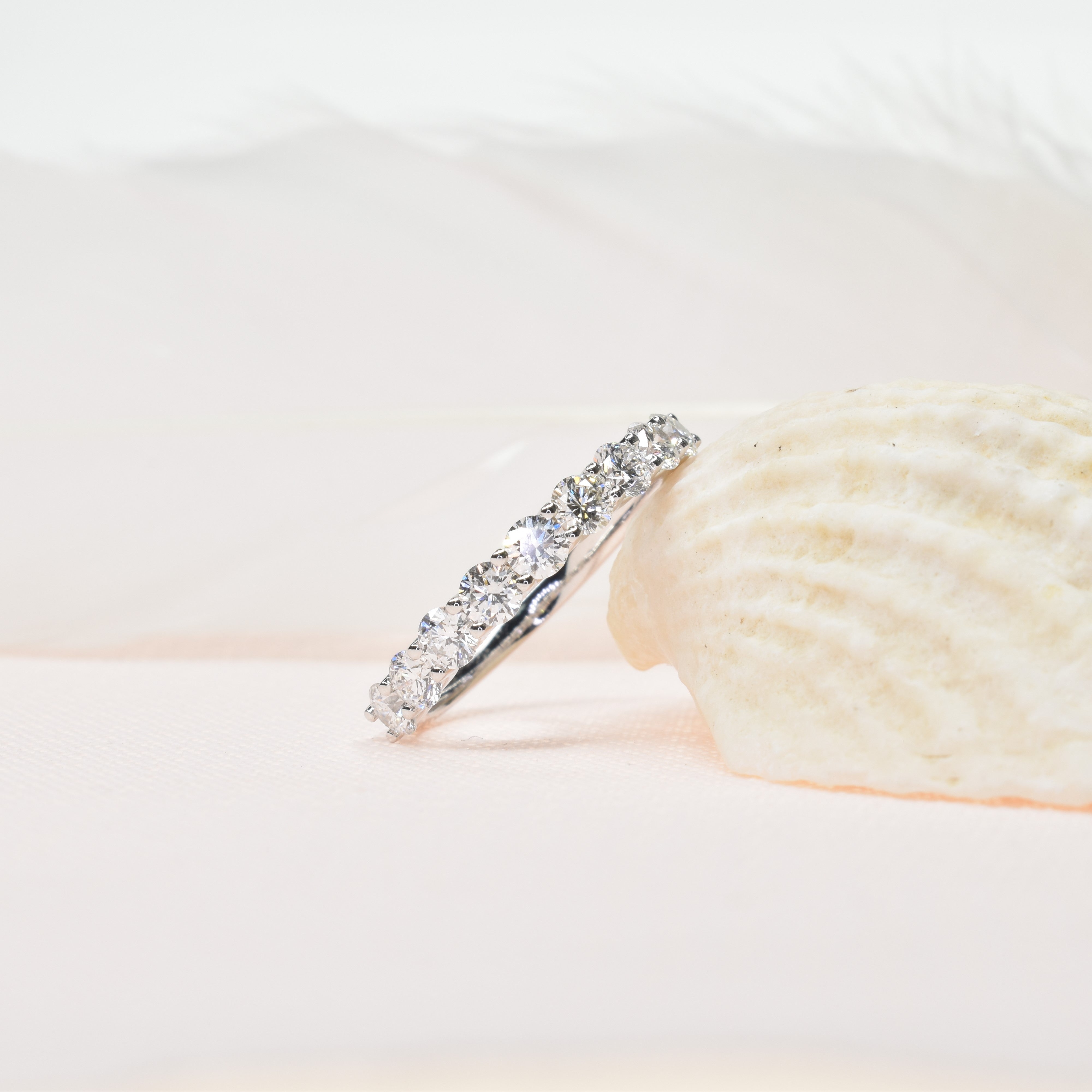 Round Diamond Half Eternity Band