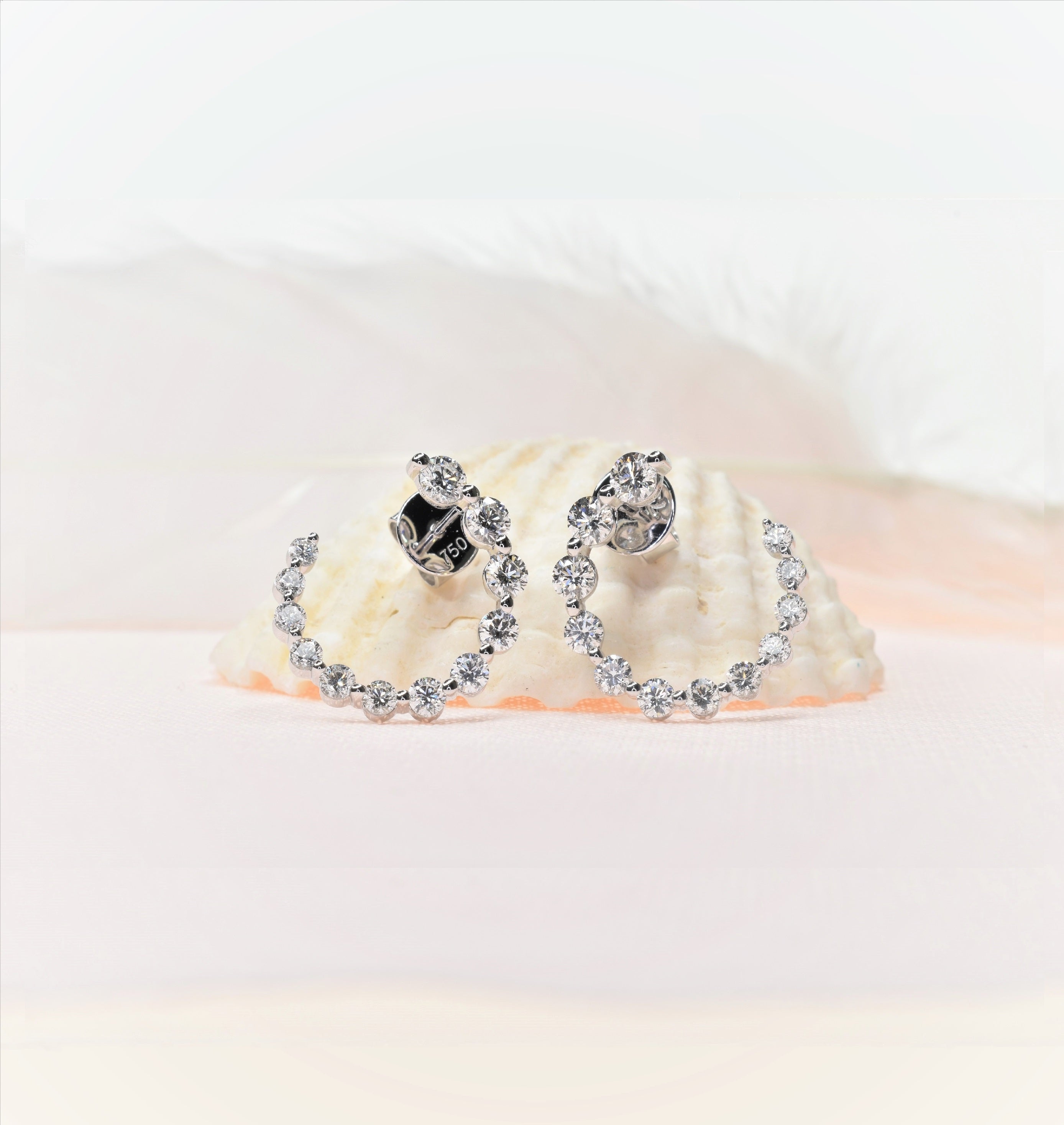 Graduated Swirl Diamond Front & Back Hoop Earrings Large