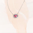 Ruby Diamond Halo Necklace