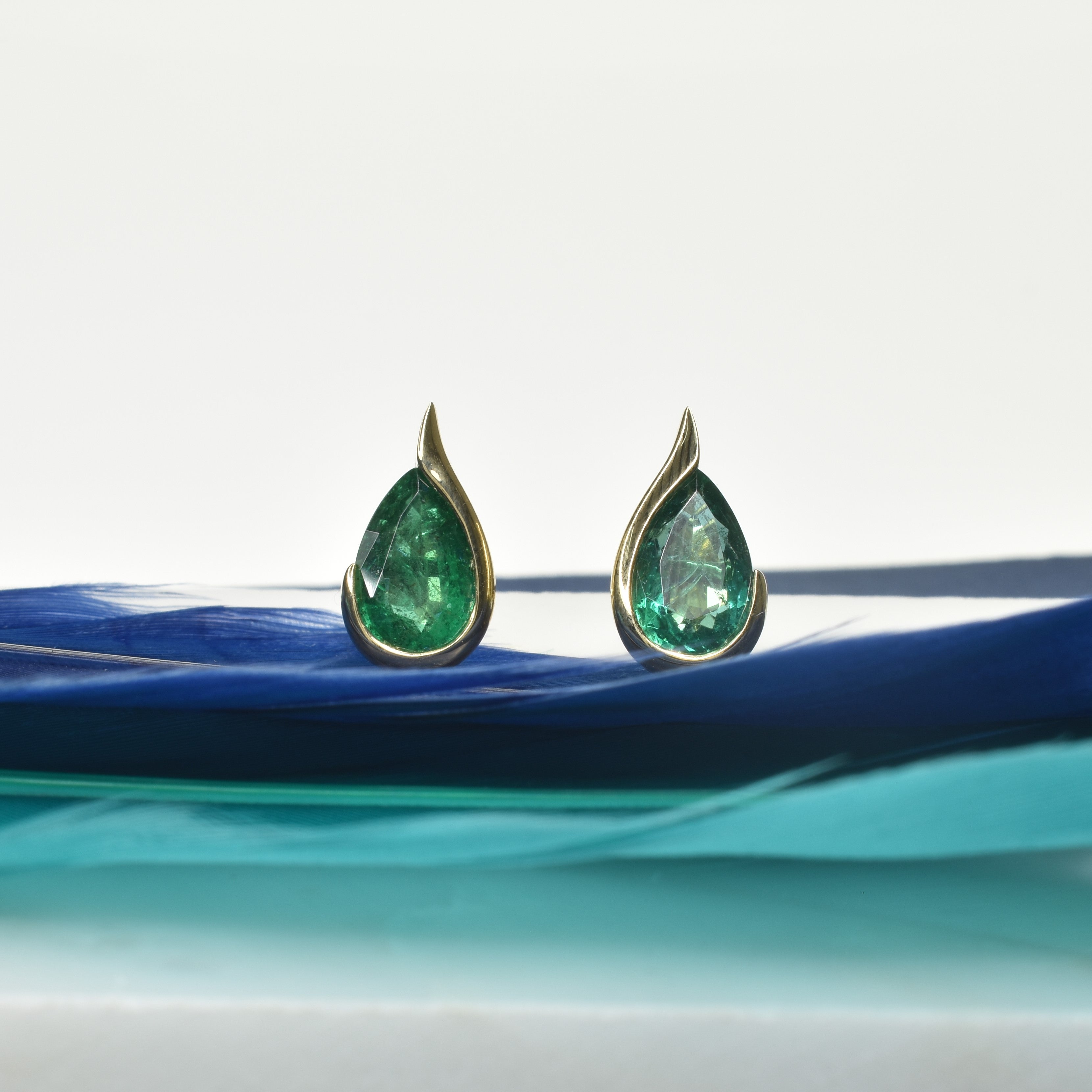 Emerald Pear Stud Earrings