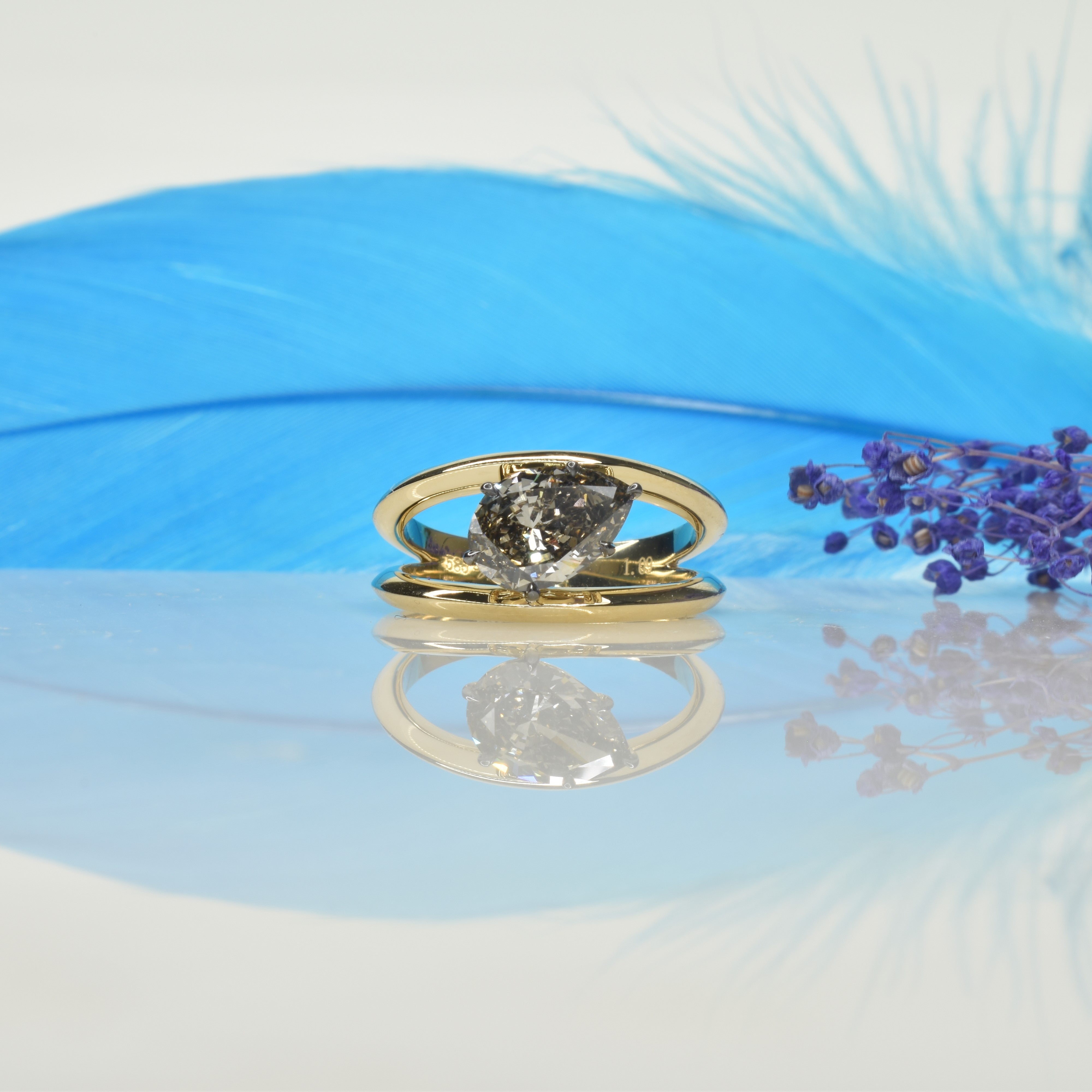 Pear shape Brown Diamond Ring