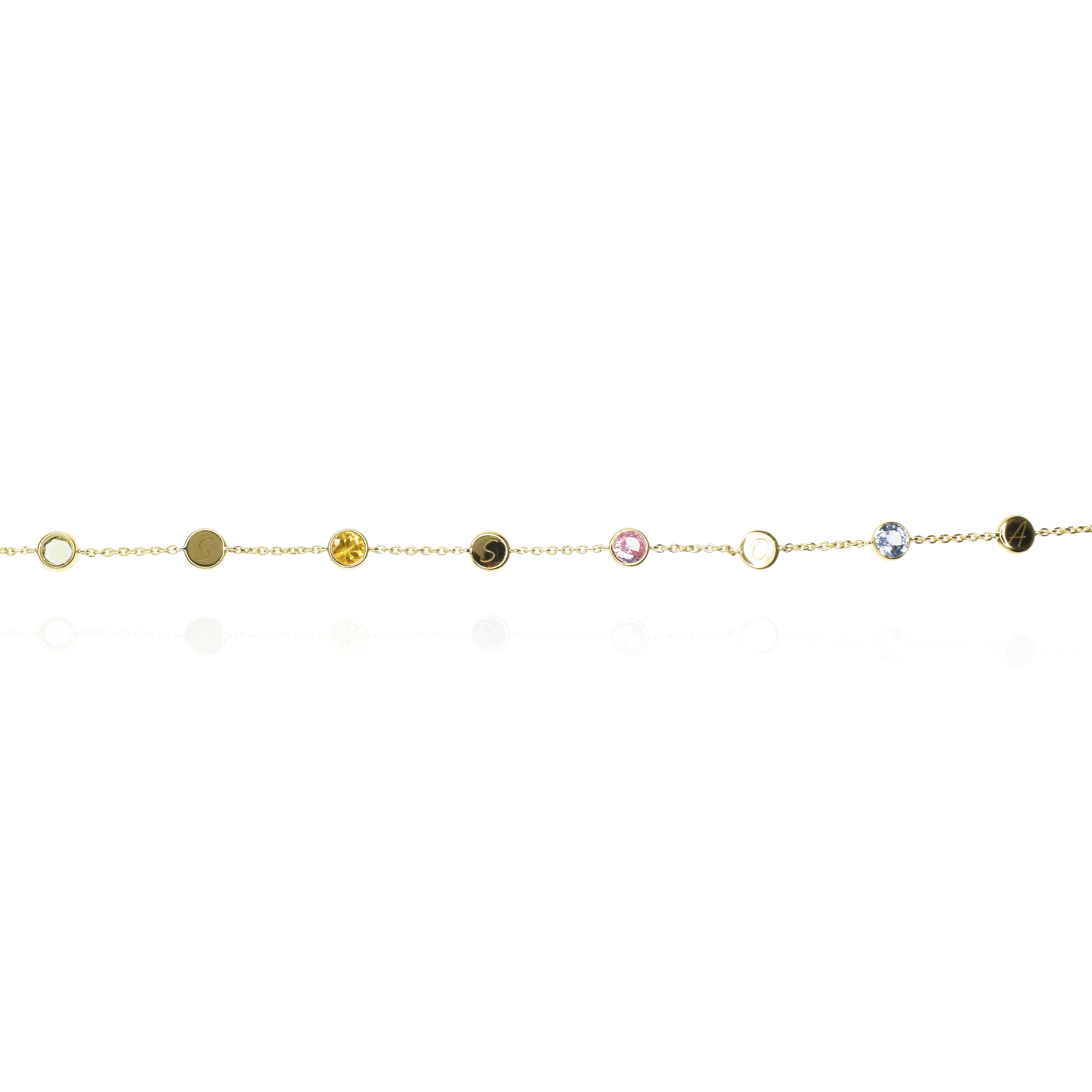 Multi-color Sapphire Bracelet with letters