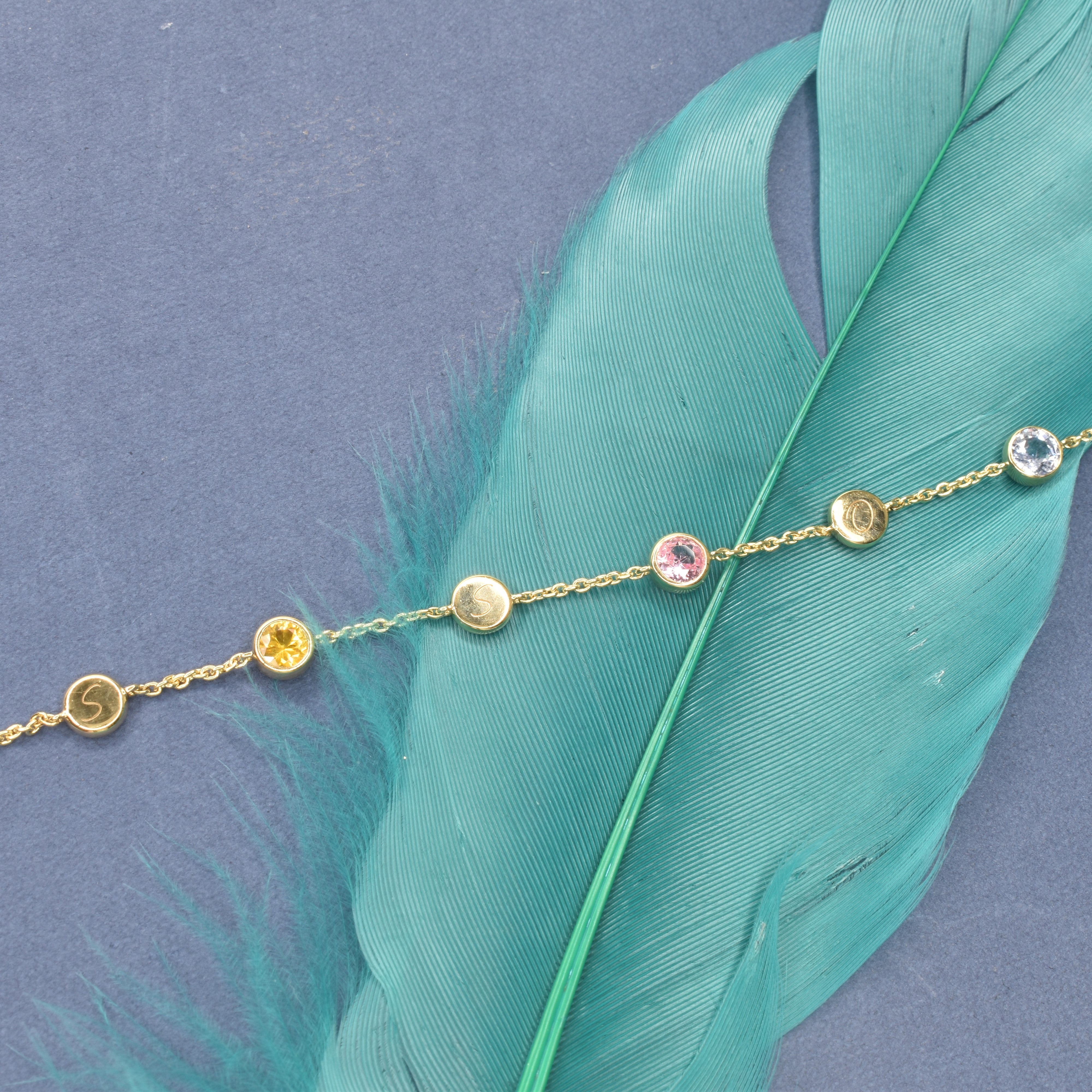 Multi-color Sapphire Bracelet with letters