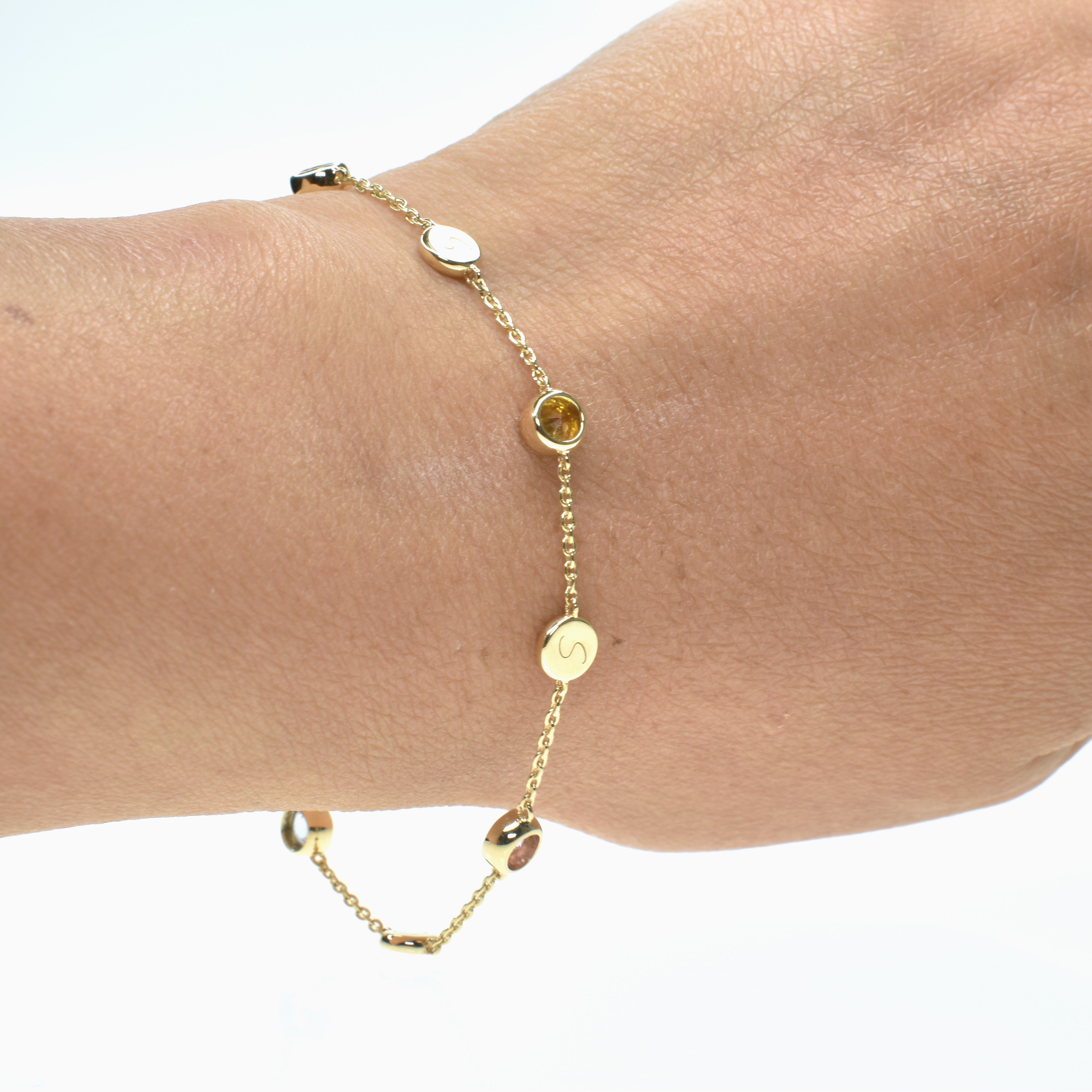 Multi-color Sapphire Bracelet with letters