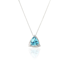 Blue Zircon Pendant With Diamonds