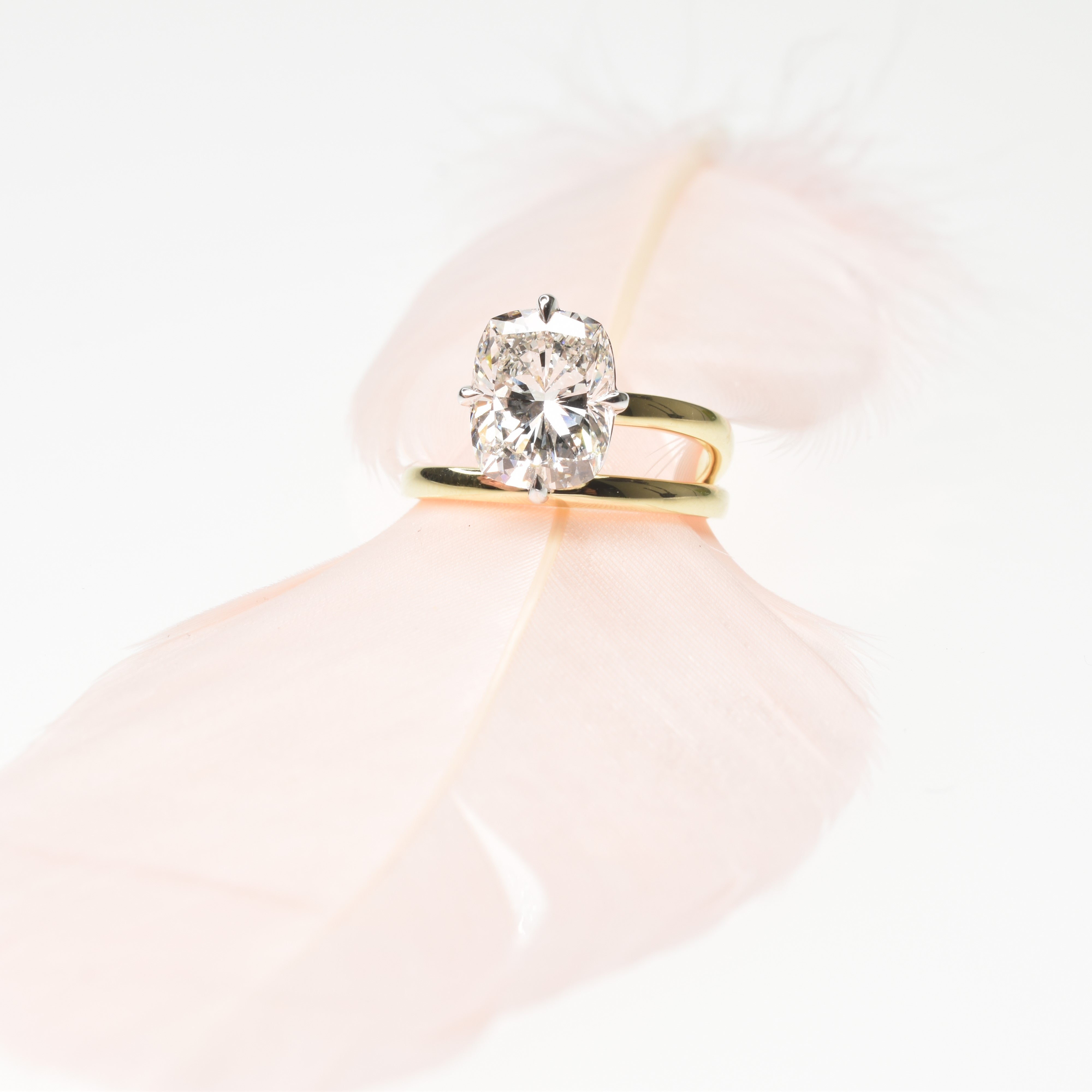 Cushion Cut Diamond Ring with a Gold Band