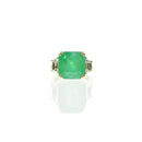 Octagon Emerald Ring with Diamond Trapezoids