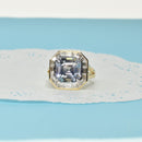 Tanzanite Asscher Cut Ring with Halo