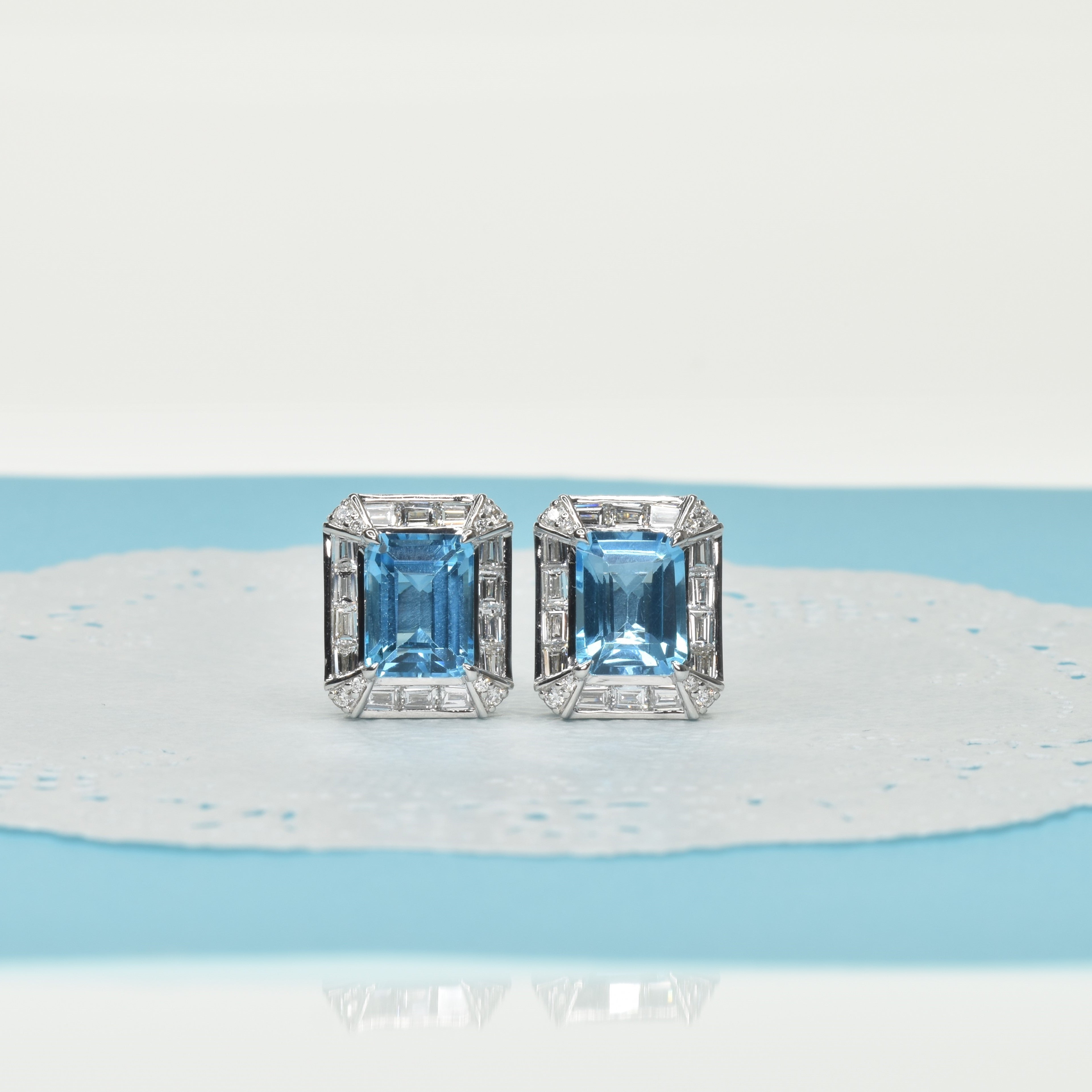 Mens Cufflinks with Topaz and Diamond