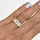 Three-Stone Princess Cut Diamond Ring with Halos