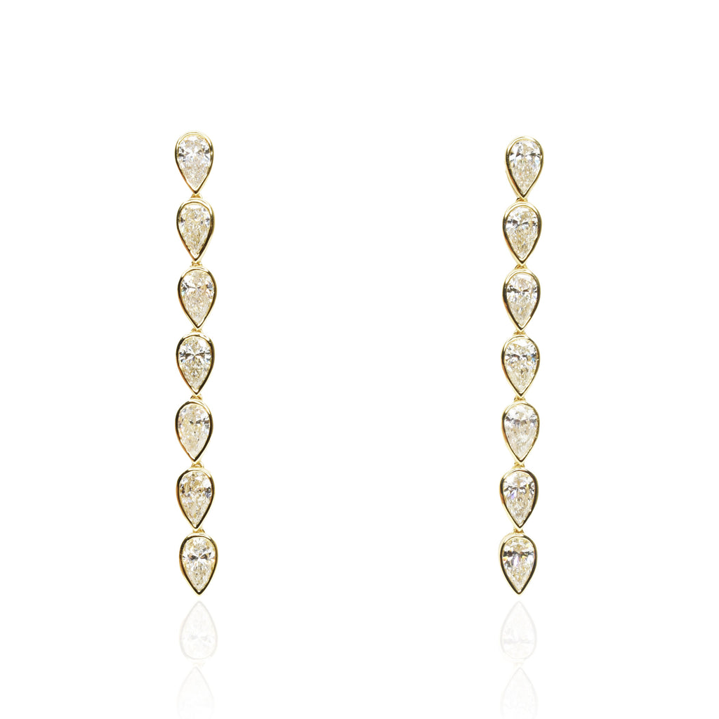 Classic Bezel Set Pear Shape Drop Earrings