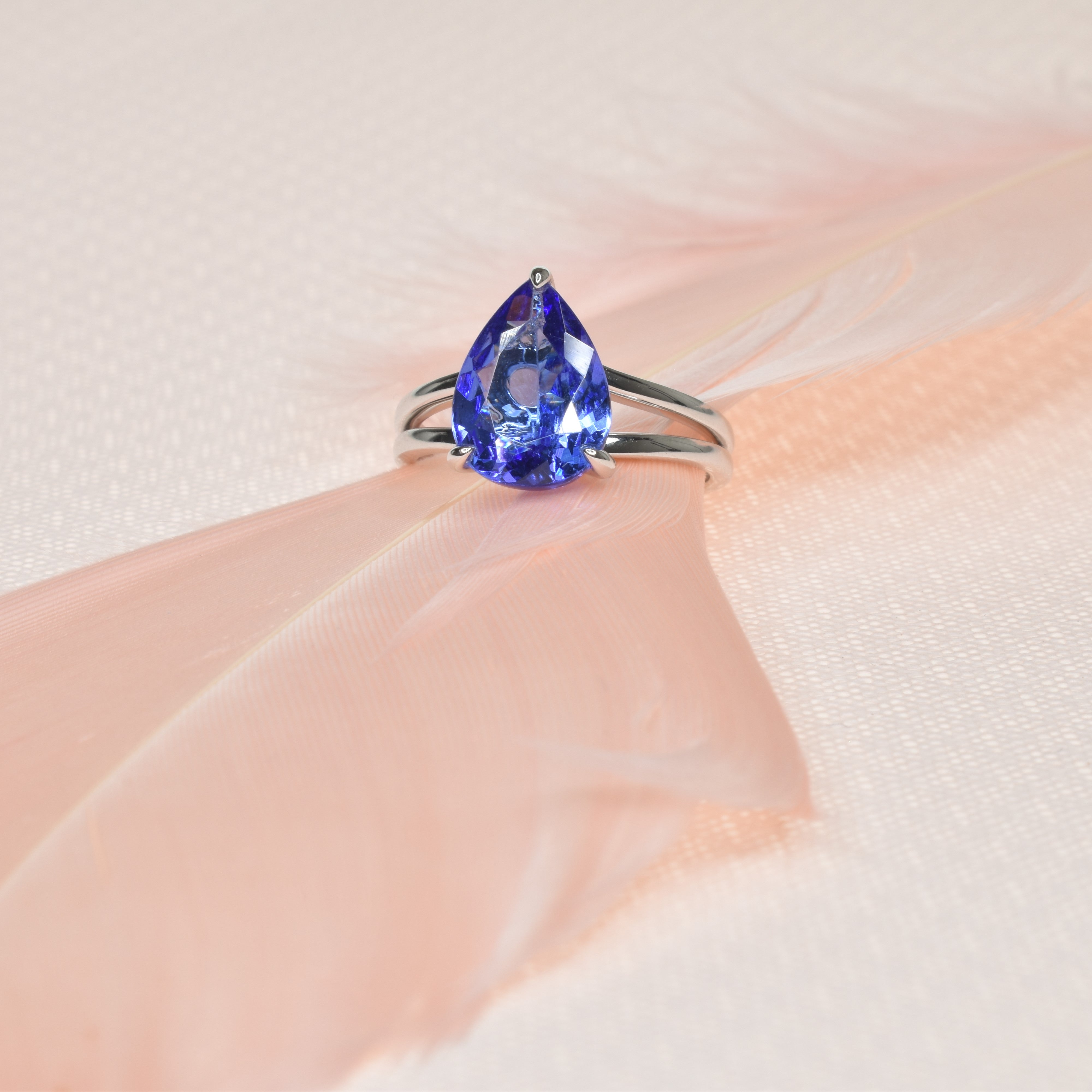 Tanzanite Pear Ring