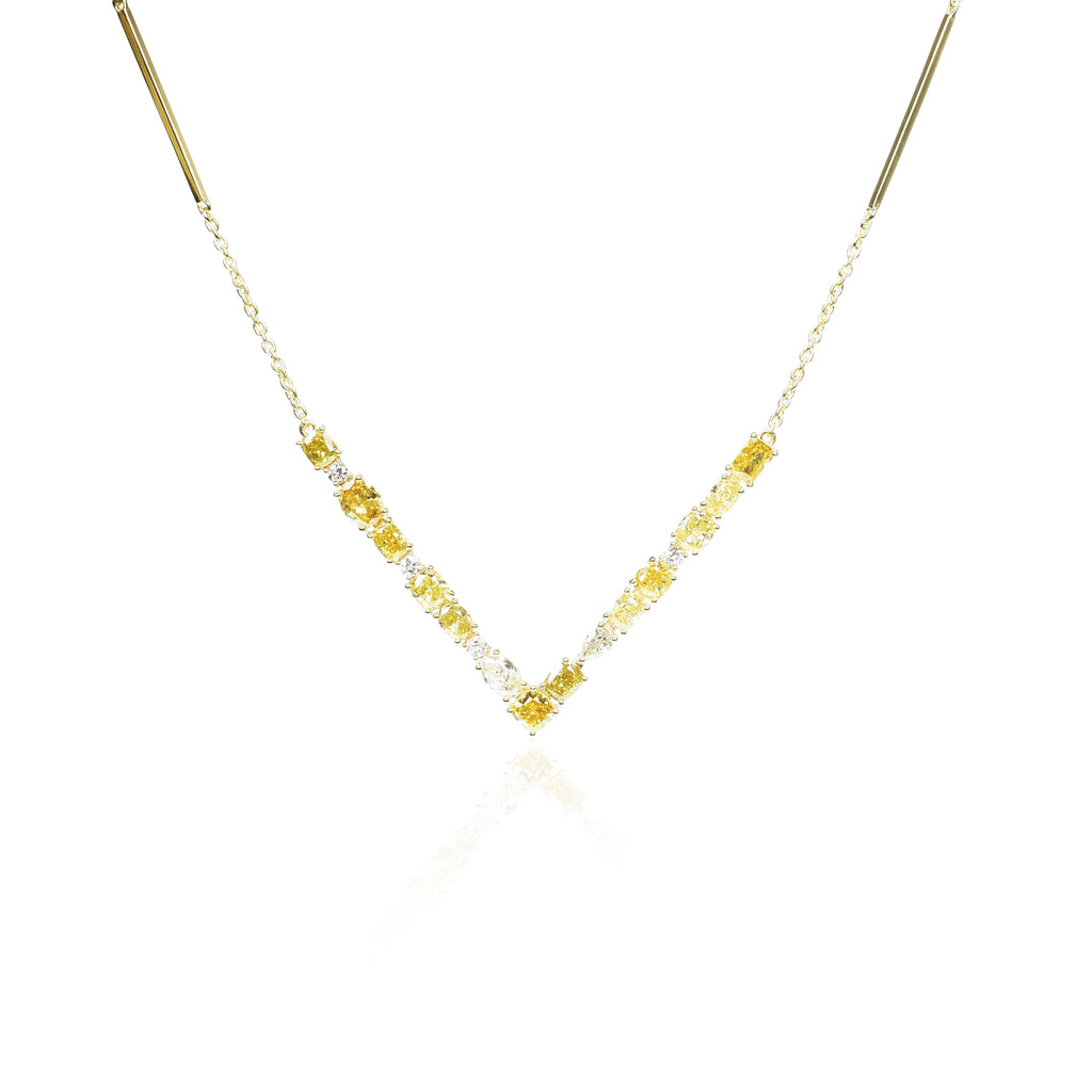 V-Shaped Fancy Coloured Diamond Necklace