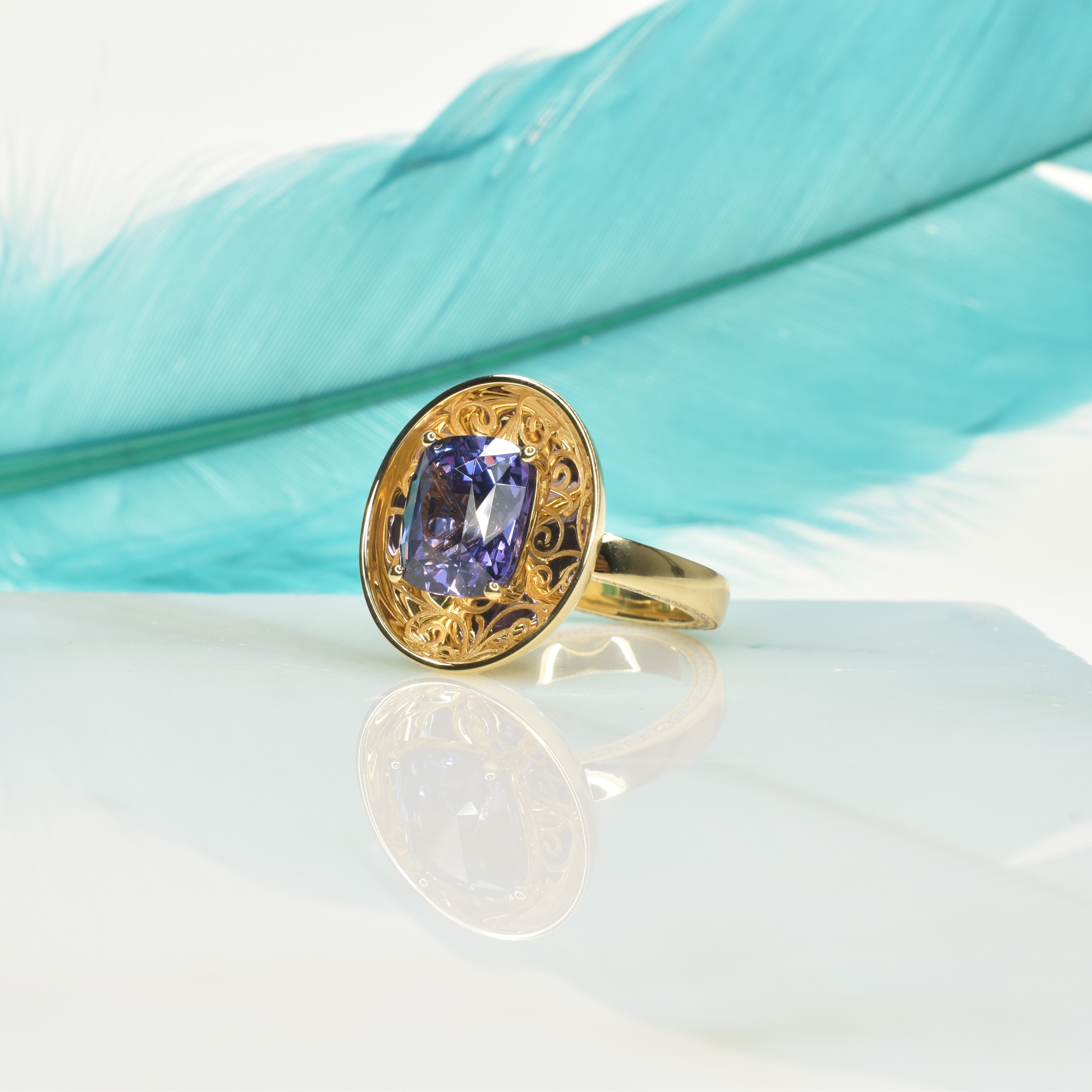 Intricate Purple Spinel Ring