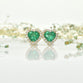 Emerald Halo Heart Earrings