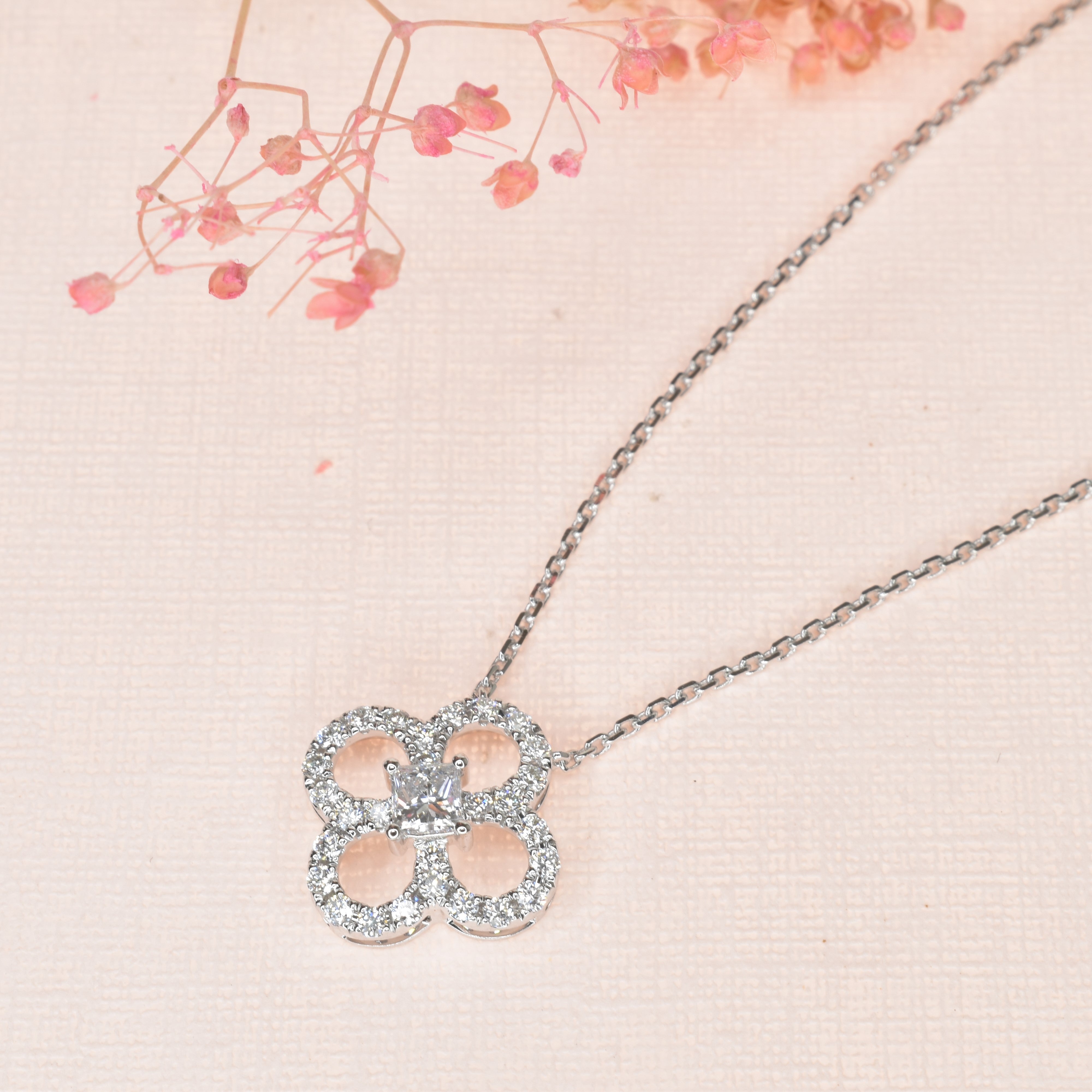 Clover Princess Cut Necklace