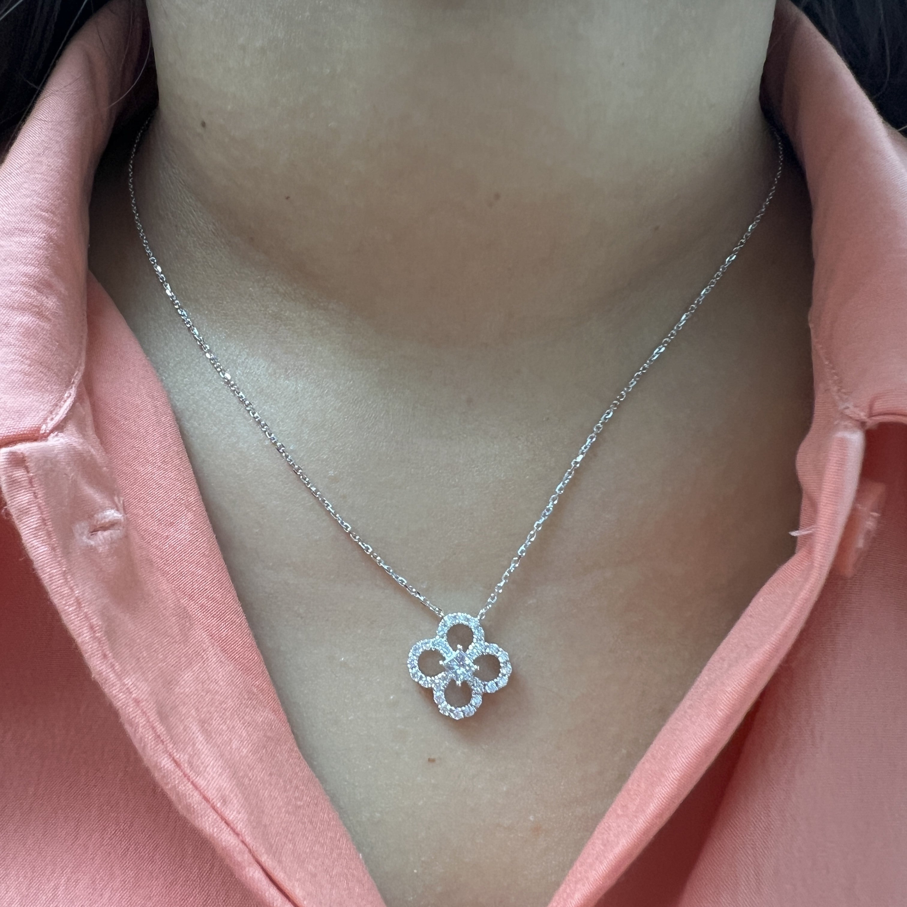 Clover Princess Cut Necklace