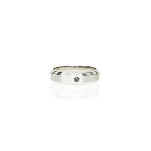 Steely Men's Wedding Band with Black Diamond