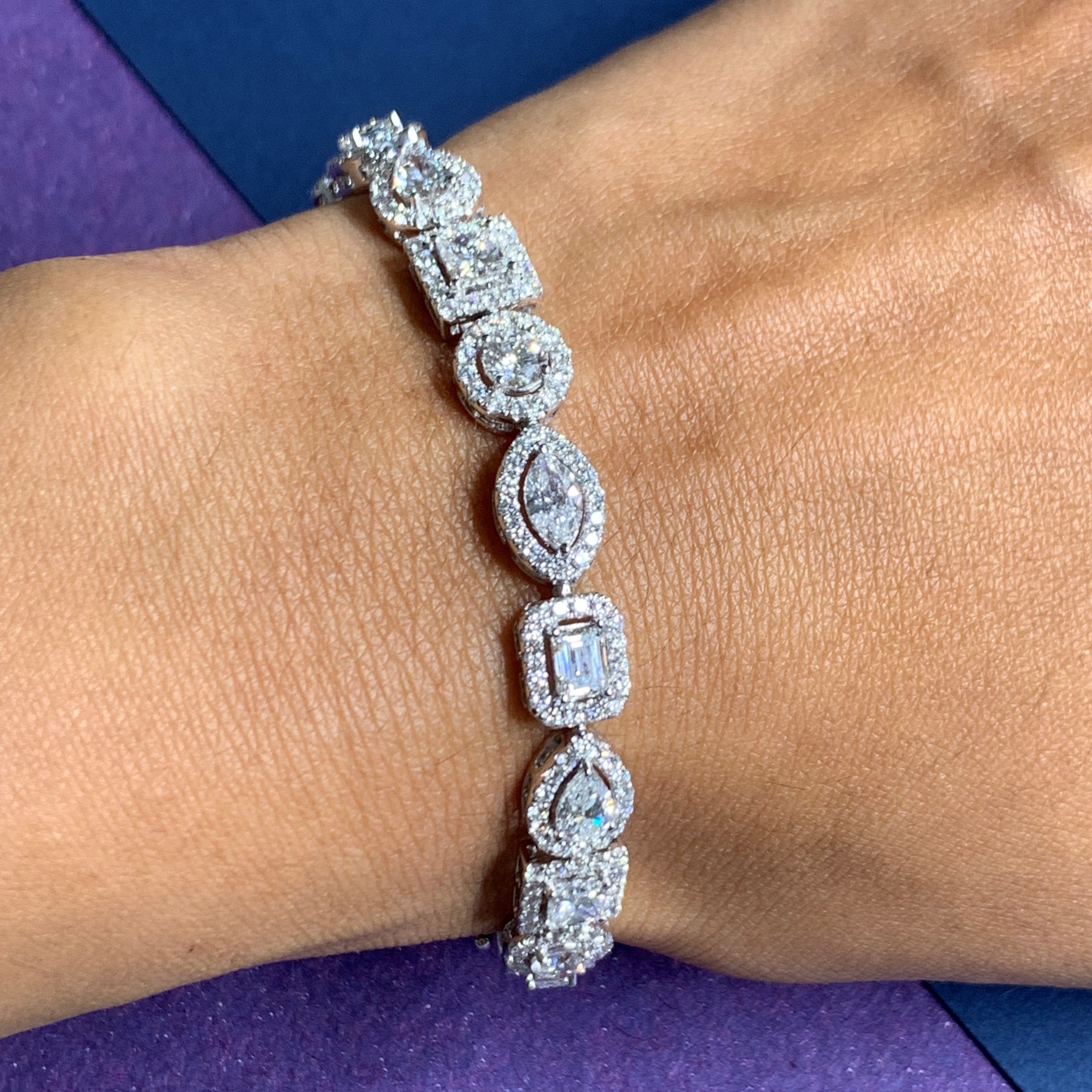 Multi Shaped Diamond Bracelet Set with Halos
