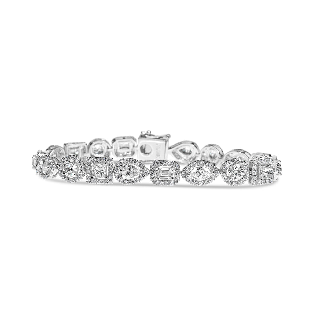 Multi Shaped Diamond Bracelet Set with Halos