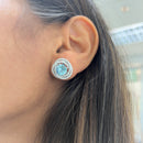 Earring Jacket with Aquamarine and White pearls