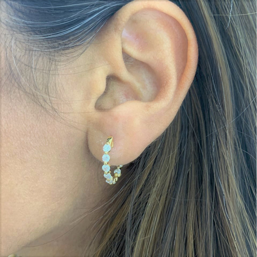 Bestselling Shared Prong Round Hoops with 2.5mm Diamonds