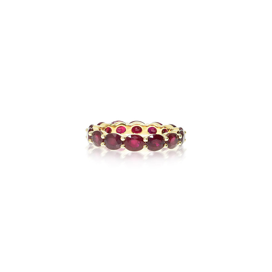 Sideways Oval Ring with Rubies