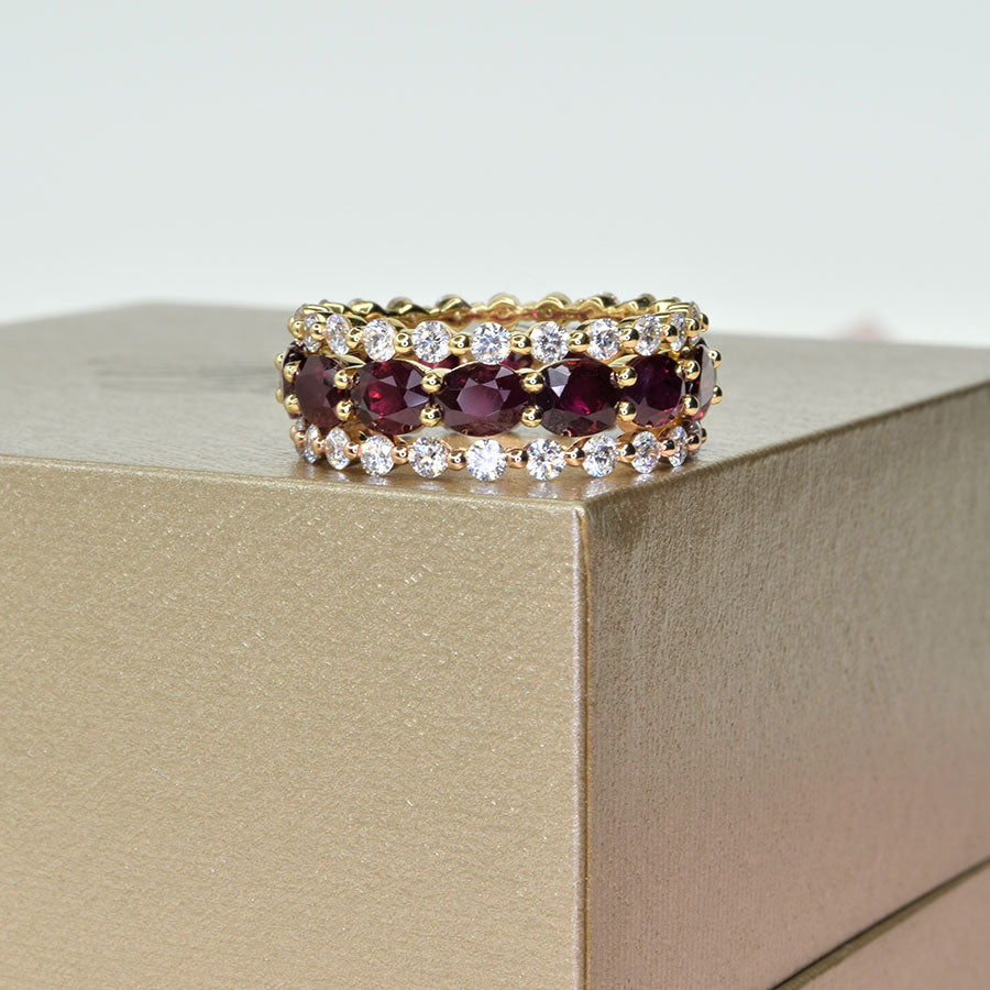 Sideways Oval Ring with Rubies