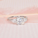 Cushion Cut Diamond Ring with Pear Diamonds