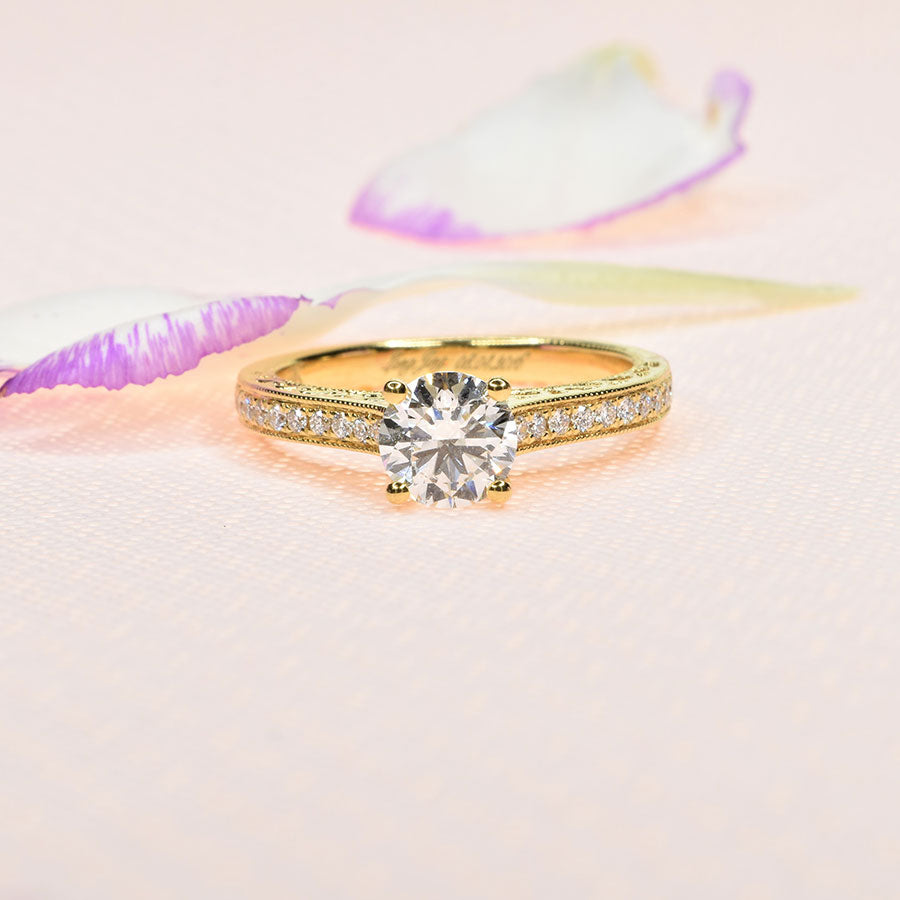 Round Diamond Ring with Filigree Detail