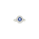 Sapphire Diamond Ring with Halo