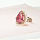 Rubelite and Pearl Cocktail Ring