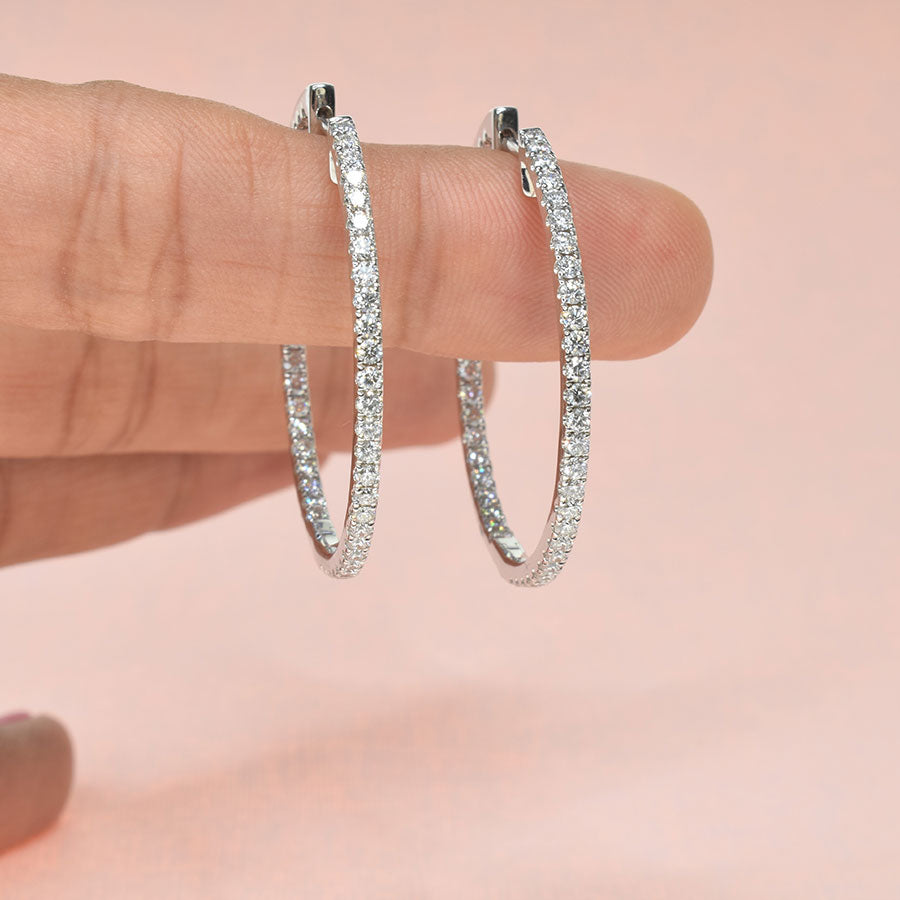 Double Sided Round Diamond Hoops with 1.6mm Diamonds