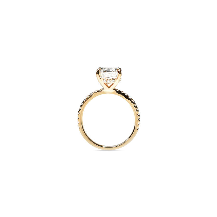 Cushion Cut Diamond Ring with Pave Band