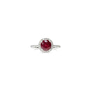 Ruby Ring with a Diamond Halo
