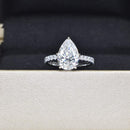 2ct Pear Shaped Diamond Ring with Diamond Band