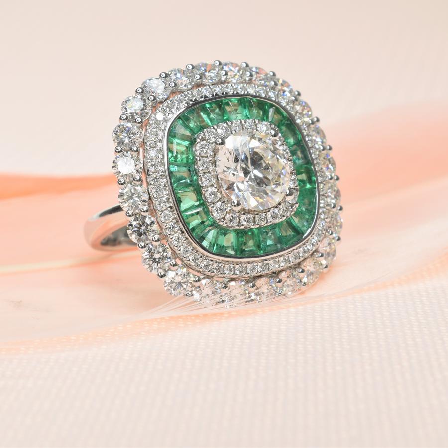 Emerald & Diamond Cocktail Ring