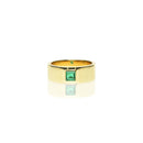 Wide Band Ring with Princess Cut Emerald