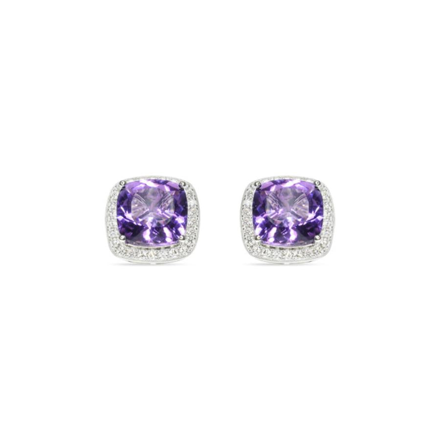 Cushion Cut Amethyst with Diamond Halo