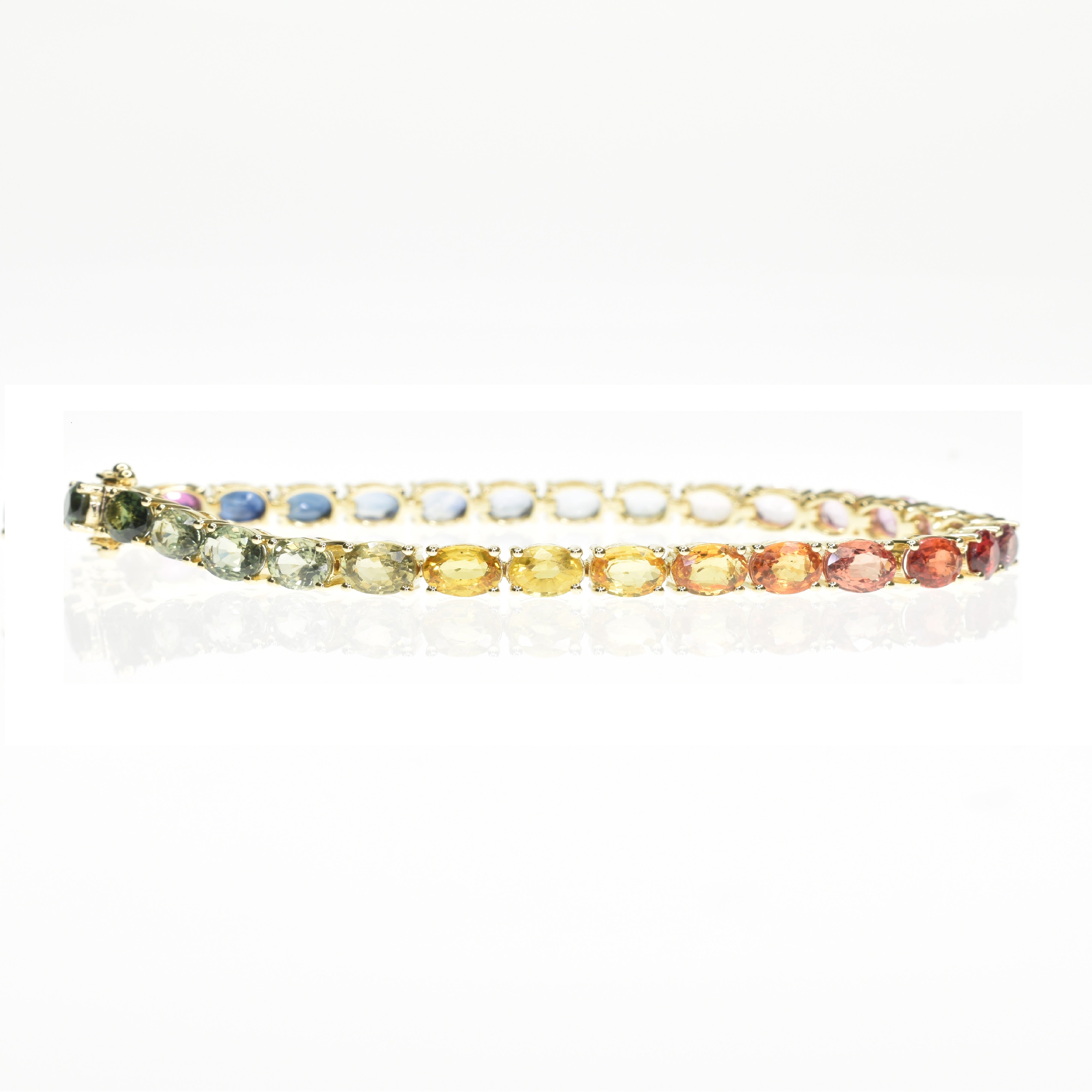 Rainbow Tennis Bracelet with Oval Sapphires