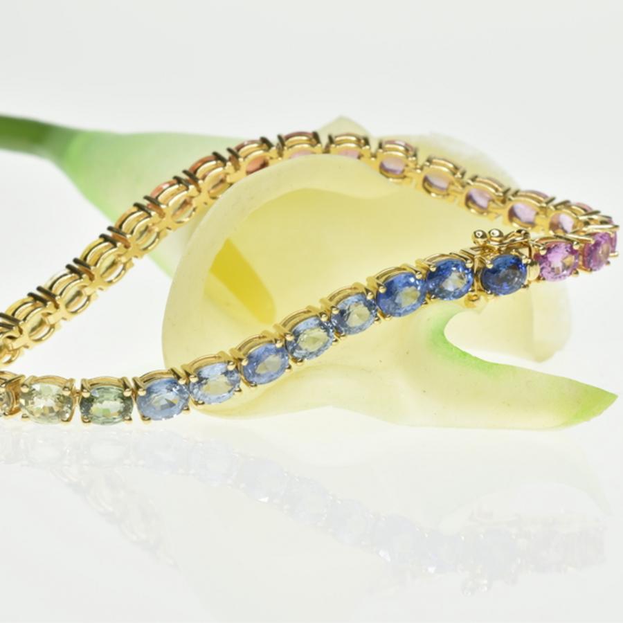 Rainbow Tennis Bracelet with Oval Sapphires
