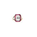 Emerald Cut Diamond with Rubies Ring