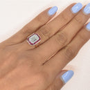 Emerald Cut Diamond with Rubies Ring