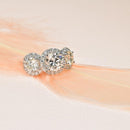 Round Diamond Trilogy Ring with Diamond Halos