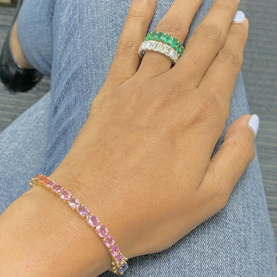 Rainbow Tennis Bracelet with Oval Sapphires