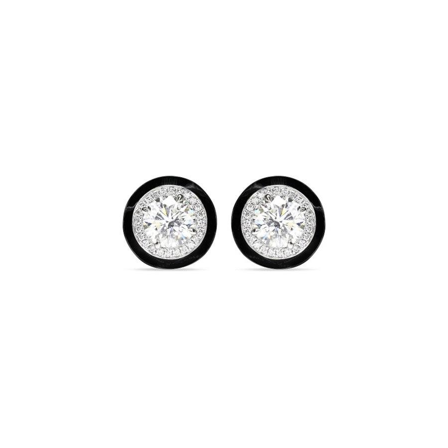 Diamond Earrings with Enamel