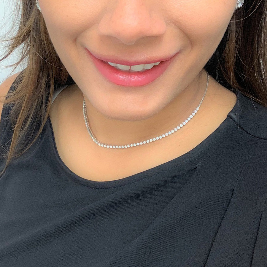 Thin Diamond Choker Necklace