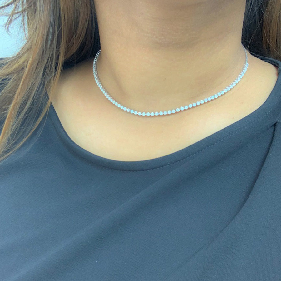 Thin Diamond Choker Necklace