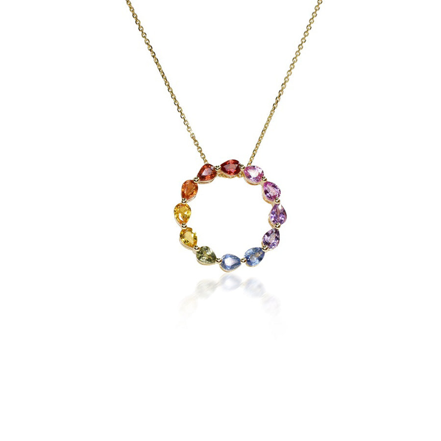 Pear Sapphires Rainbow Pendant